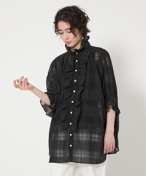 別注】＜dahl'ia＞フリル チェックブラウス-united LOVE project 2025