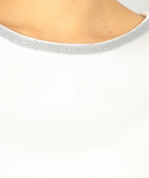 GALLORIA（ギャローリア）の「【キレメクシリーズ】衿ラメテープ　クルーネックTシャツ（Tシャツ/カットソー・レディース・スモークピンク/ブラック/ライトグレー/ホワイト・LL/S/M/L）」の7枚目の写真