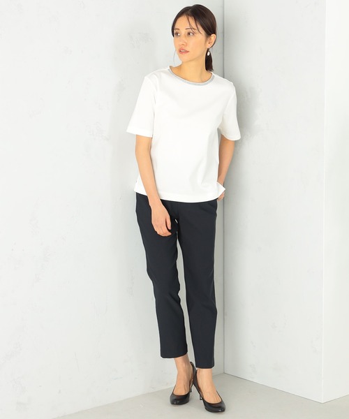 GALLORIA（ギャローリア）の「【キレメクシリーズ】衿ラメテープ　クルーネックTシャツ（Tシャツ/カットソー・レディース・スモークピンク/ブラック/ライトグレー/ホワイト・LL/S/M/L）」の8枚目の写真