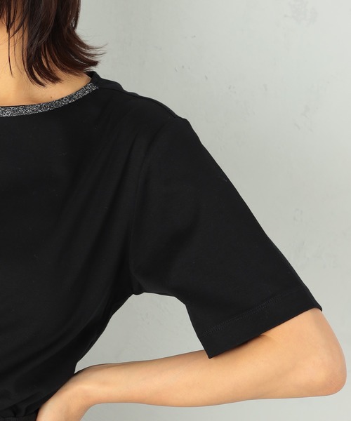 GALLORIA（ギャローリア）の「【キレメクシリーズ】衿ラメテープ　クルーネックTシャツ（Tシャツ/カットソー・レディース・スモークピンク/ブラック/ライトグレー/ホワイト・LL/S/M/L）」の11枚目の写真