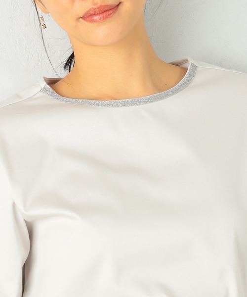 GALLORIA（ギャローリア）の「【キレメクシリーズ】衿ラメテープ　クルーネックTシャツ（Tシャツ/カットソー・レディース・スモークピンク/ブラック/ライトグレー/ホワイト・LL/S/M/L）」の16枚目の写真