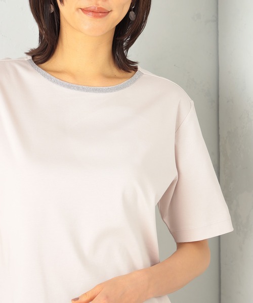 GALLORIA（ギャローリア）の「【キレメクシリーズ】衿ラメテープ　クルーネックTシャツ（Tシャツ/カットソー・レディース・スモークピンク/ブラック/ライトグレー/ホワイト・LL/S/M/L）」の17枚目の写真