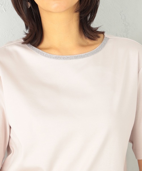 GALLORIA（ギャローリア）の「【キレメクシリーズ】衿ラメテープ　クルーネックTシャツ（Tシャツ/カットソー・レディース・スモークピンク/ブラック/ライトグレー/ホワイト・LL/S/M/L）」の20枚目の写真