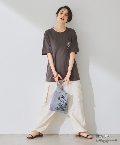 cross marche(クロスマルシェ)の「【ピーナッツ/PEANUTS】スヌーピー&ウッドストック マルシェニットトートバッグ(トートバッグ・レディース・ブラック/ライトグレー・FREE)」の7枚目の写真