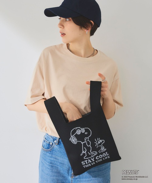cross marche(クロスマルシェ)の「【ピーナッツ/PEANUTS】スヌーピー&ウッドストック マルシェニットトートバッグ(トートバッグ・レディース・ブラック/ライトグレー・FREE)」の11枚目の写真