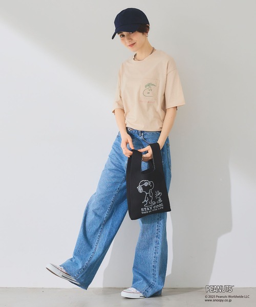 cross marche(クロスマルシェ)の「【ピーナッツ/PEANUTS】スヌーピー&ウッドストック マルシェニットトートバッグ(トートバッグ・レディース・ブラック/ライトグレー・FREE)」の13枚目の写真
