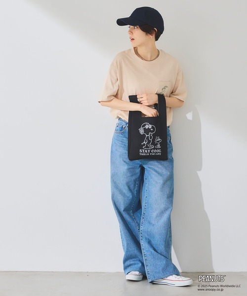 cross marche(クロスマルシェ)の「【ピーナッツ/PEANUTS】スヌーピー&ウッドストック マルシェニットトートバッグ(トートバッグ・レディース・ブラック/ライトグレー・FREE)」の14枚目の写真