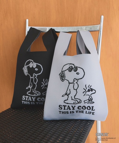 cross marche(クロスマルシェ)の「【ピーナッツ/PEANUTS】スヌーピー&ウッドストック マルシェニットトートバッグ(トートバッグ・レディース・ブラック/ライトグレー・FREE)」の16枚目の写真