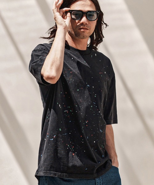 CAMBIO（カンビオ）の「mt9782-Pigment Wash Paint Splash Tee Tシャツ（Tシャツ/カットソー・メンズ・ブラック系その他・L/M/S）」の6枚目の写真