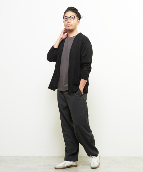 MEN'S MELROSE（メンズメルローズ）の「ジャガードメッシュボタンレスカーディガン（カーディガン/ボレロ・メンズ・ブラック/セージグリーン・4/2/3）」の14枚目の写真