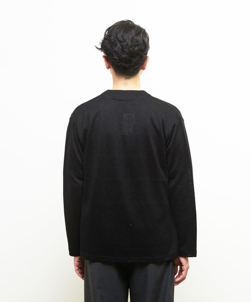 MEN'S MELROSE（メンズメルローズ）の「ジャガードメッシュボタンレスカーディガン（カーディガン/ボレロ・メンズ・ブラック/セージグリーン・4/2/3）」の10枚目の写真