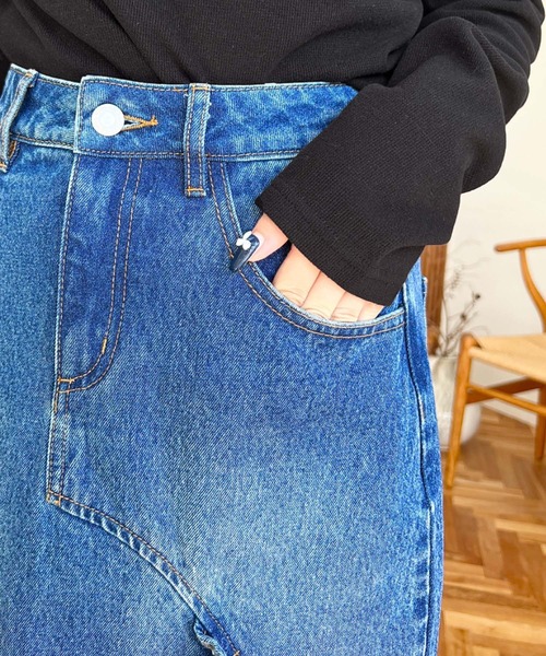 LOULOU select(ルルセレクト)の「アシメフリルロングデニムスカート(デニムスカート・レディース・ブルー/インディゴブルー/ブラック/サックスブルー・M/S/L)」の10枚目の写真