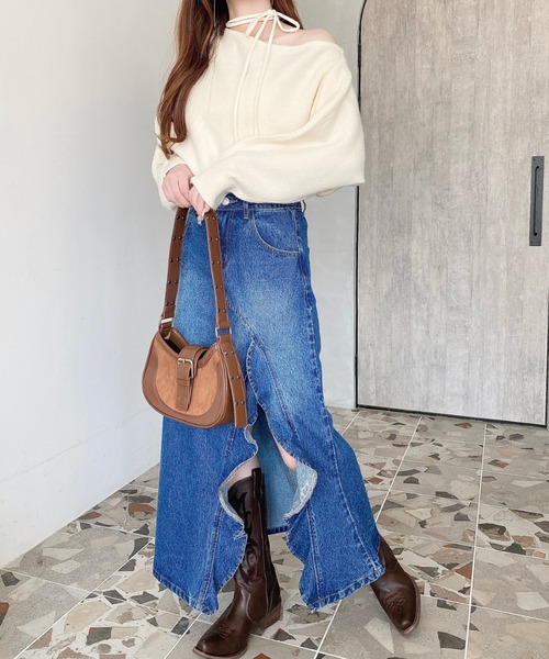 LOULOU select(ルルセレクト)の「アシメフリルロングデニムスカート(デニムスカート・レディース・ブルー/インディゴブルー/ブラック/サックスブルー・M/S/L)」の19枚目の写真