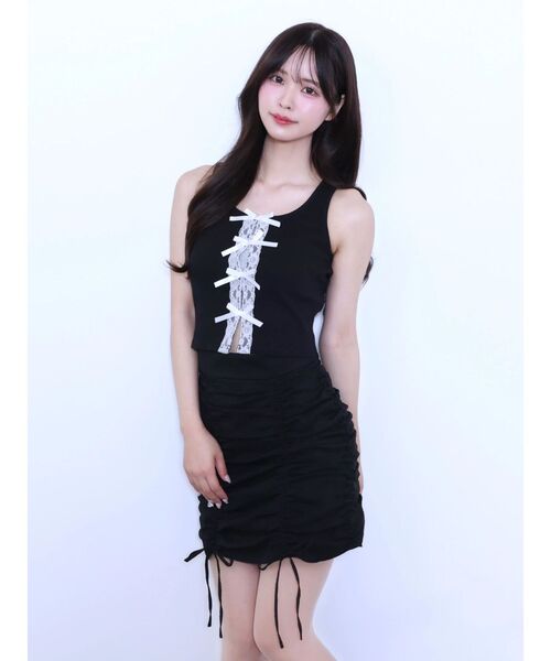 EATME（イートミー）の「フロントリボンノースリーブTOP（タンクトップ・レディース・ブルー/グレー/ブラック・FREE）」の4枚目の写真