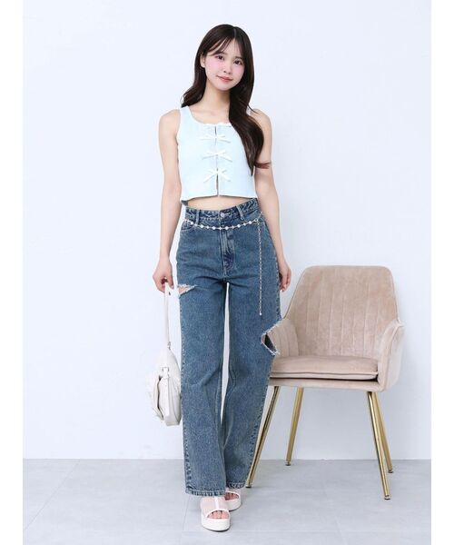 EATME（イートミー）の「フロントリボンノースリーブTOP（タンクトップ・レディース・ブルー/グレー/ブラック・FREE）」の9枚目の写真