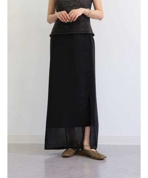 韓国おしゃれ【haag】a flow layered skirt レイヤードスカート セール】Stripe layered pleated skirt/ストライプレイヤード