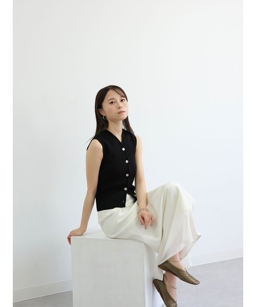 Reurie'(レウリィ)の「オリジナルシフォンレイヤードスカート / ロング丈 シアー スリット Iライン きれいめ シンプル モード お呼ばれコーデ フェミニン オフィスカジュアル(スカート・レディース・アイボリー/ブラック・FREE)」の17枚目の写真