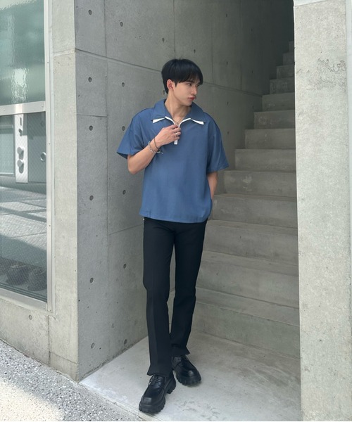 Otte(オッテ)の「ハーフジップポロトップス(シャツ/ブラウス・メンズ・ブラック/ブルー・SMALL/MEDIUM/LARGE)」の12枚目の写真