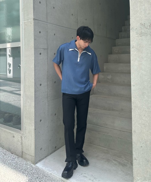 Otte(オッテ)の「ハーフジップポロトップス(シャツ/ブラウス・メンズ・ブラック/ブルー・SMALL/MEDIUM/LARGE)」の14枚目の写真