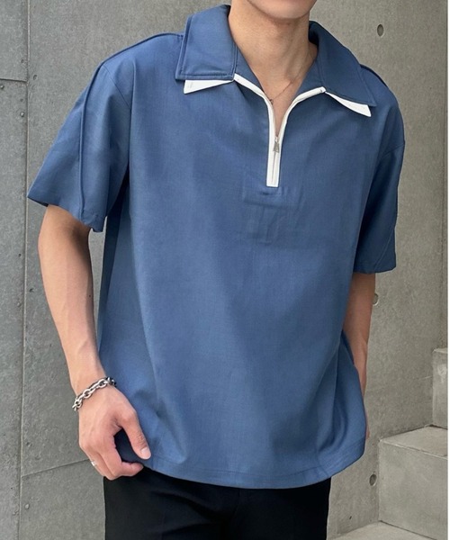 Otte(オッテ)の「ハーフジップポロトップス(シャツ/ブラウス・メンズ・ブラック/ブルー・SMALL/MEDIUM/LARGE)」の6枚目の写真
