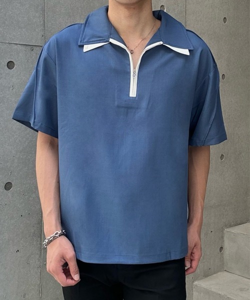 Otte(オッテ)の「ハーフジップポロトップス(シャツ/ブラウス・メンズ・ブラック/ブルー・SMALL/MEDIUM/LARGE)」の7枚目の写真