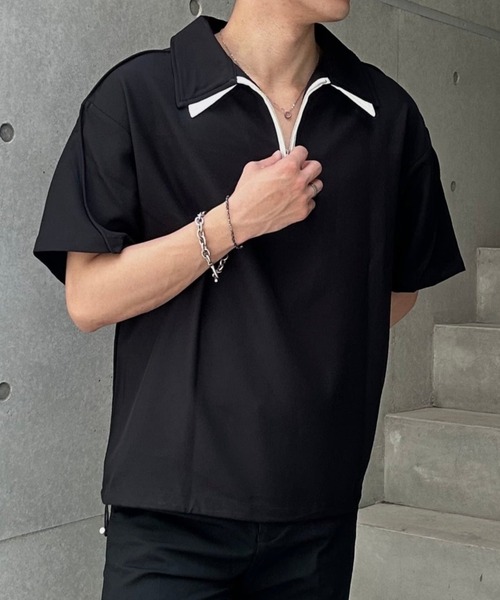 Otte(オッテ)の「ハーフジップポロトップス(シャツ/ブラウス・メンズ・ブラック/ブルー・SMALL/MEDIUM/LARGE)」の5枚目の写真
