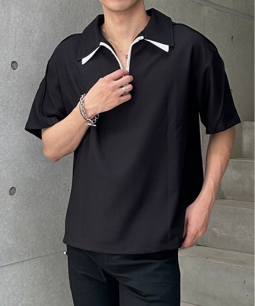 Otte(オッテ)の「ハーフジップポロトップス(シャツ/ブラウス・メンズ・ブラック/ブルー・SMALL/MEDIUM/LARGE)」の3枚目の写真