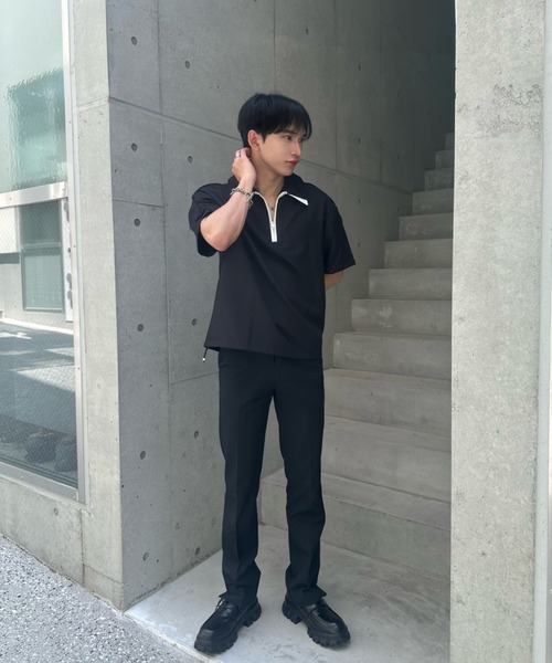 Otte(オッテ)の「ハーフジップポロトップス(シャツ/ブラウス・メンズ・ブラック/ブルー・SMALL/MEDIUM/LARGE)」の9枚目の写真