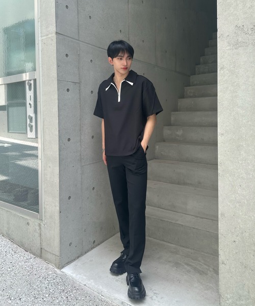 Otte(オッテ)の「ハーフジップポロトップス(シャツ/ブラウス・メンズ・ブラック/ブルー・SMALL/MEDIUM/LARGE)」の10枚目の写真