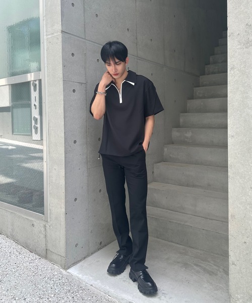 Otte(オッテ)の「ハーフジップポロトップス(シャツ/ブラウス・メンズ・ブラック/ブルー・SMALL/MEDIUM/LARGE)」の11枚目の写真