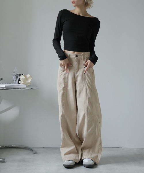 Ulysses（ユリシス）の「ステッチデザインワイドパンツ（その他パンツ・レディース・ベージュ・S/L/M）」の3枚目の写真