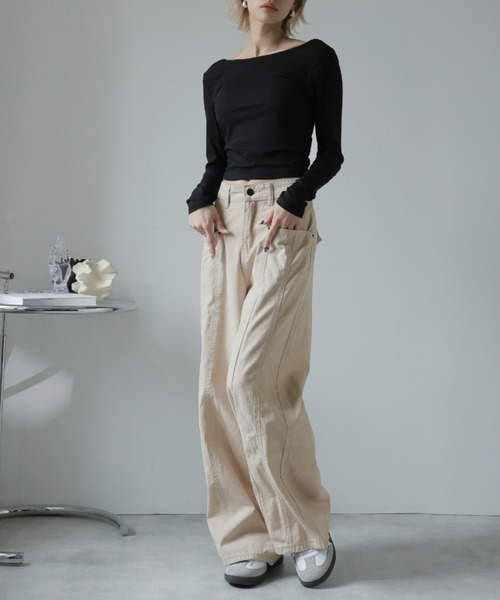 Ulysses（ユリシス）の「ステッチデザインワイドパンツ（その他パンツ・レディース・ベージュ・S/L/M）」の4枚目の写真