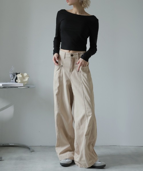 Ulysses（ユリシス）の「ステッチデザインワイドパンツ（その他パンツ・レディース・ベージュ・S/L/M）」の6枚目の写真