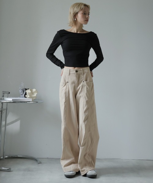 Ulysses（ユリシス）の「ステッチデザインワイドパンツ（その他パンツ・レディース・ベージュ・S/L/M）」の8枚目の写真