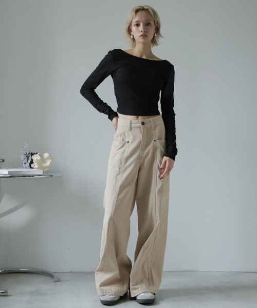 Ulysses（ユリシス）の「ステッチデザインワイドパンツ（その他パンツ・レディース・ベージュ・S/L/M）」の9枚目の写真