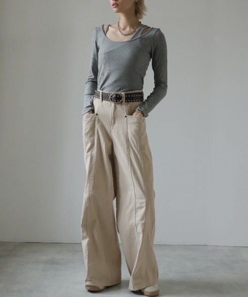 Ulysses（ユリシス）の「ステッチデザインワイドパンツ（その他パンツ・レディース・ベージュ・S/L/M）」の18枚目の写真