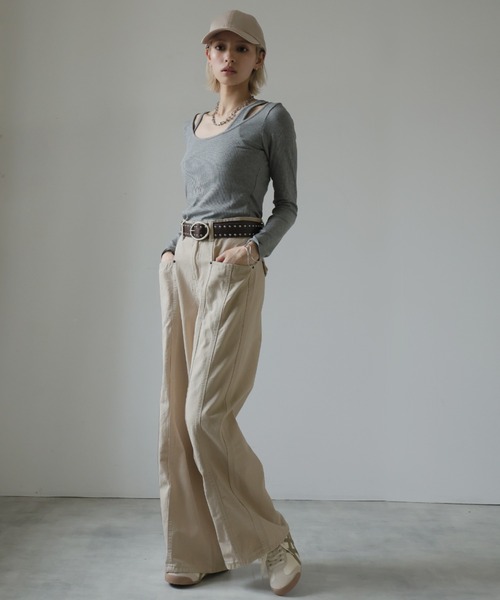 Ulysses（ユリシス）の「ステッチデザインワイドパンツ（その他パンツ・レディース・ベージュ・S/L/M）」の19枚目の写真