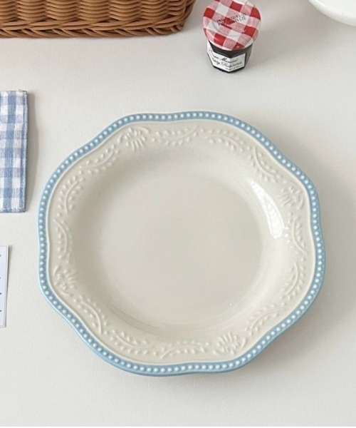 Made in I(メイドインアイ)の「レトロラインプレート(食器・レディース・ブルー/レッド・FREE)」の2枚目の写真