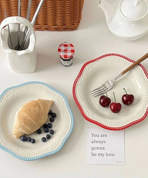 Made in I(メイドインアイ)の「レトロラインプレート(食器・レディース・ブルー/レッド・FREE)」の8枚目の写真