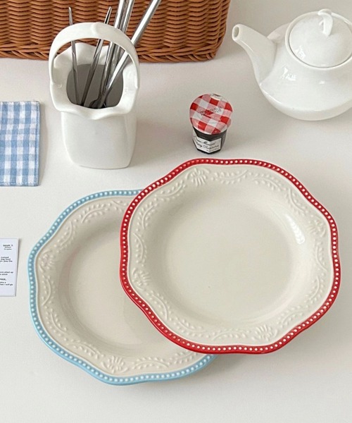 Made in I(メイドインアイ)の「レトロラインプレート(食器・レディース・ブルー/レッド・FREE)」の9枚目の写真