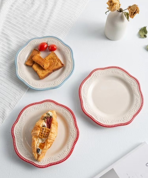 Made in I(メイドインアイ)の「レトロラインプレート(食器・レディース・ブルー/レッド・FREE)」の7枚目の写真