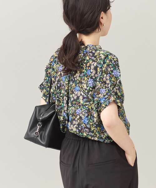 【美品】L'ESSAGE タックスリーブシャツ ドット ブラック 追加3》IPEKER/ドットタックスリーブシャツ（シャツ／ブラウス
