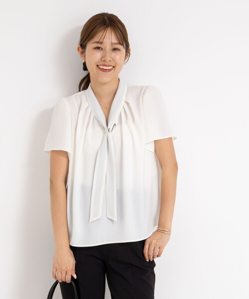 NOLLEY’S(ノーリーズ)の「配色ボウタイ半袖ブラウス(シャツ/ブラウス・レディース・ブルー系その他6/ホワイト系その他2・38)」の7枚目の写真