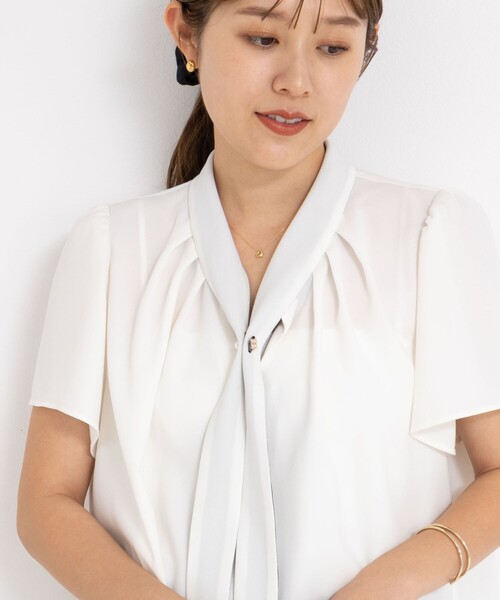 NOLLEY’S(ノーリーズ)の「配色ボウタイ半袖ブラウス(シャツ/ブラウス・レディース・ブルー系その他6/ホワイト系その他2・38)」の9枚目の写真