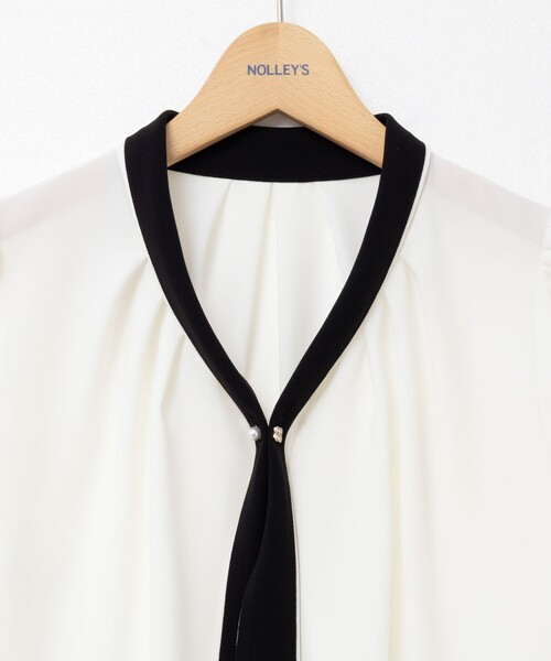 NOLLEY’S(ノーリーズ)の「配色ボウタイ半袖ブラウス(シャツ/ブラウス・レディース・ブルー系その他6/ホワイト系その他2・38)」の11枚目の写真