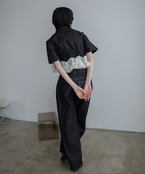 VACANCY（ヴァカンシー）の「フリルチュールドッキングバリモアシャツ（シャツ/ブラウス・レディース・ブルー/ホワイト/ブラック・FREE）」の21枚目の写真