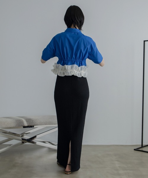 VACANCY（ヴァカンシー）の「フリルチュールドッキングバリモアシャツ（シャツ/ブラウス・レディース・ブルー/ホワイト/ブラック・FREE）」の19枚目の写真