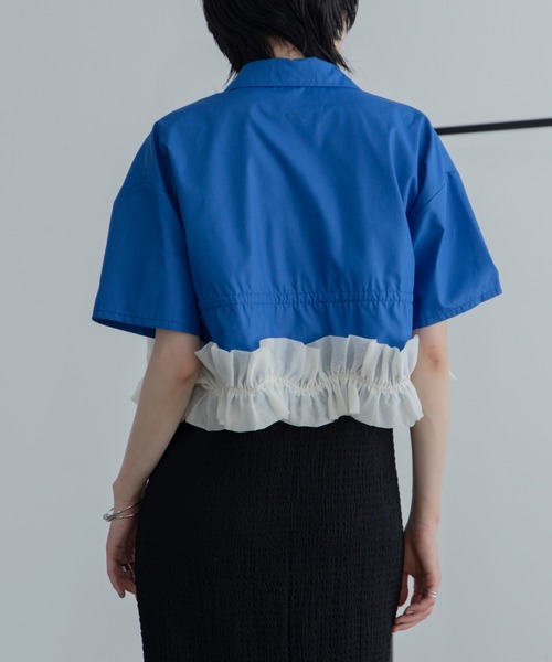 VACANCY（ヴァカンシー）の「フリルチュールドッキングバリモアシャツ（シャツ/ブラウス・レディース・ブルー/ホワイト/ブラック・FREE）」の11枚目の写真