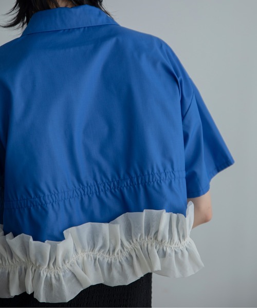 VACANCY（ヴァカンシー）の「フリルチュールドッキングバリモアシャツ（シャツ/ブラウス・レディース・ブルー/ホワイト/ブラック・FREE）」の12枚目の写真