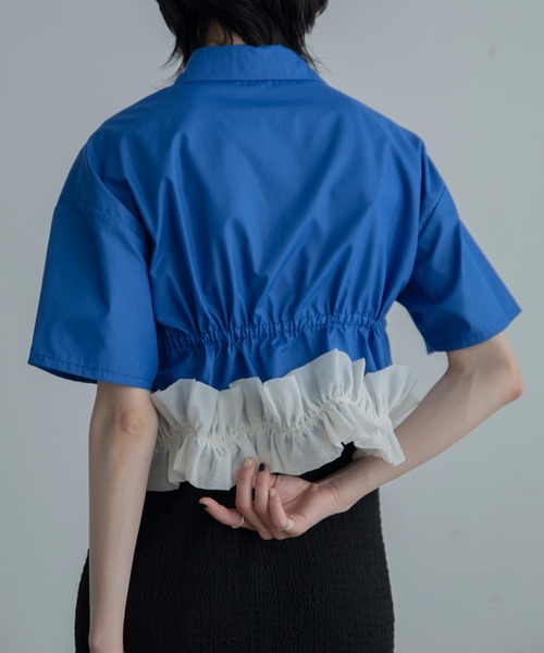 VACANCY（ヴァカンシー）の「フリルチュールドッキングバリモアシャツ（シャツ/ブラウス・レディース・ブルー/ホワイト/ブラック・FREE）」の15枚目の写真